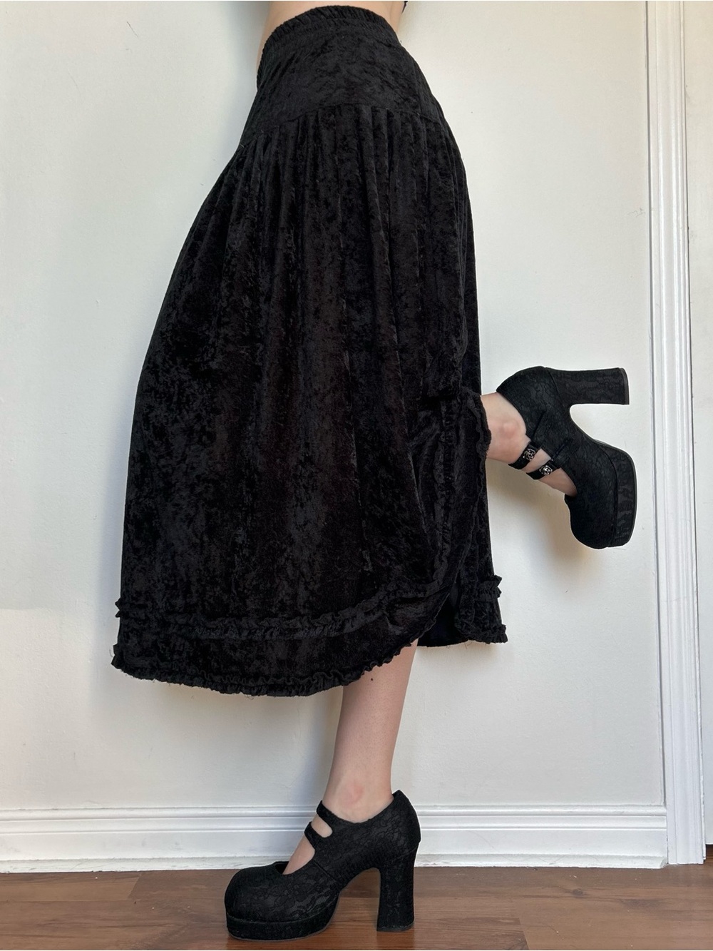 Vintage Vamp Black Velvet Skirt